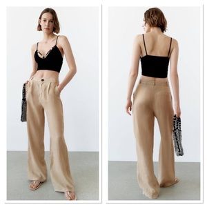 Zara wide leg trousers tan